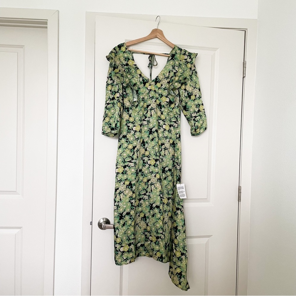 TOPSHOP • frill floral print midi dress
